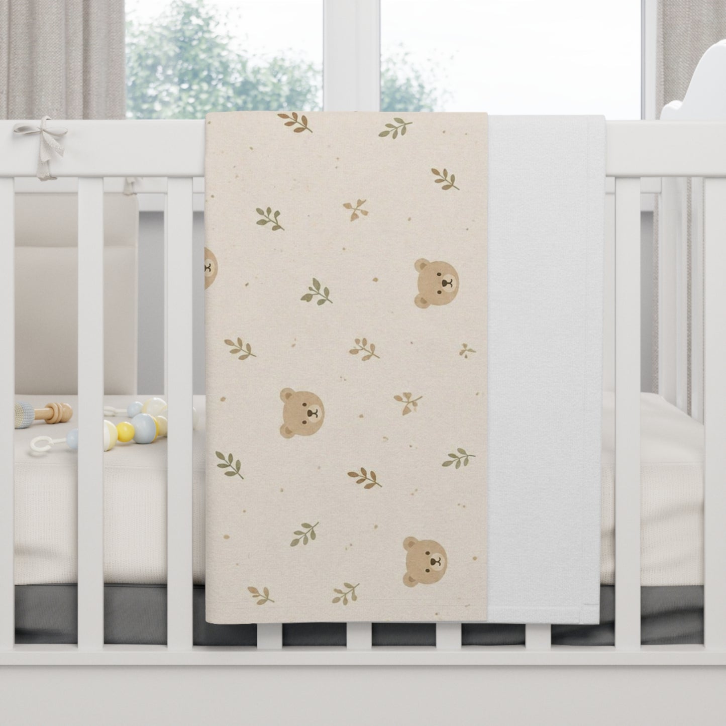 Couverture bébé – Tout doux (design mixte ours & nature)