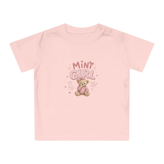 T-shirt bébé fille MINI GIRL – Ours mignon | Idée cadeau naissance
