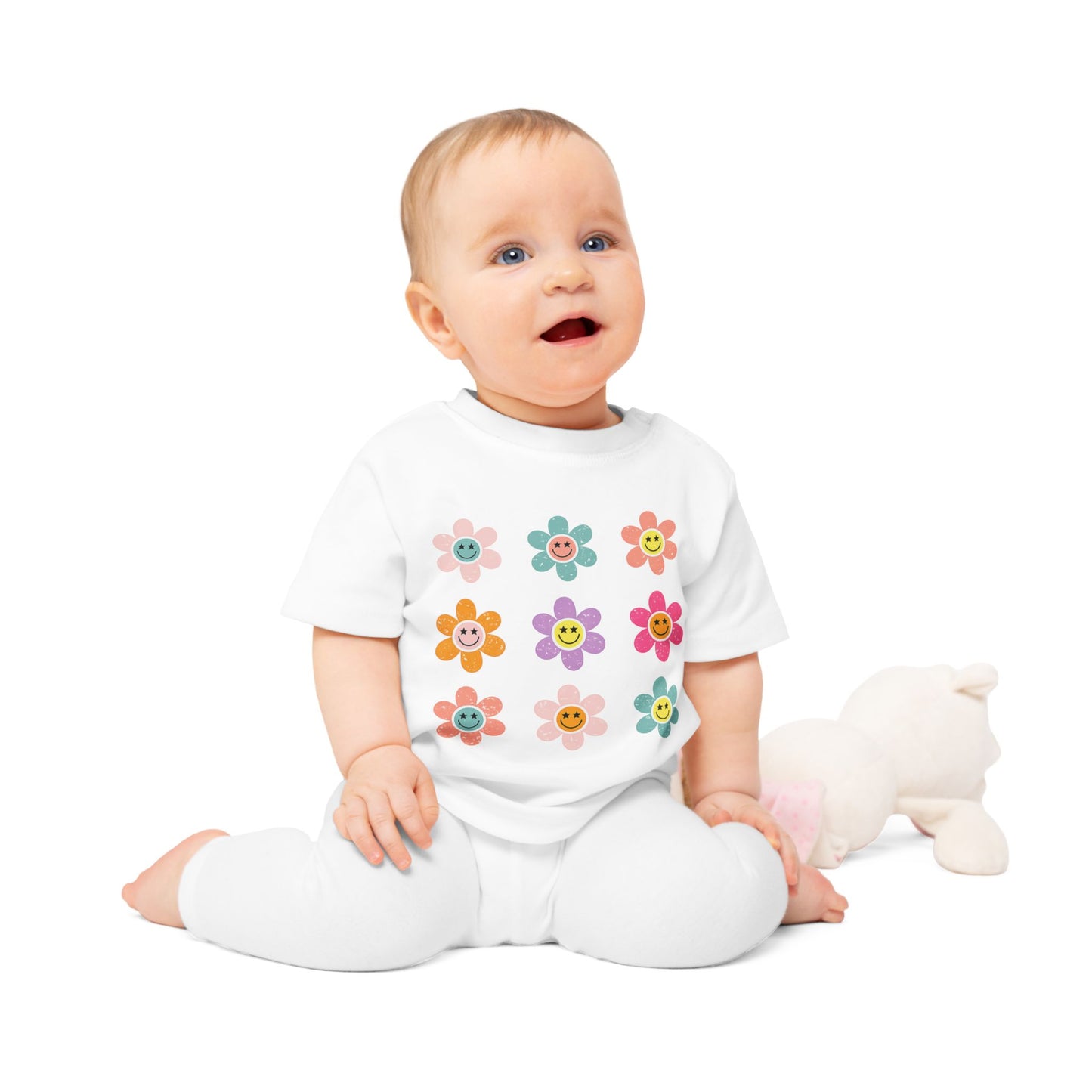 T-shirt bébé fleurs colorées – Coton doux | Look joyeux & adorable
