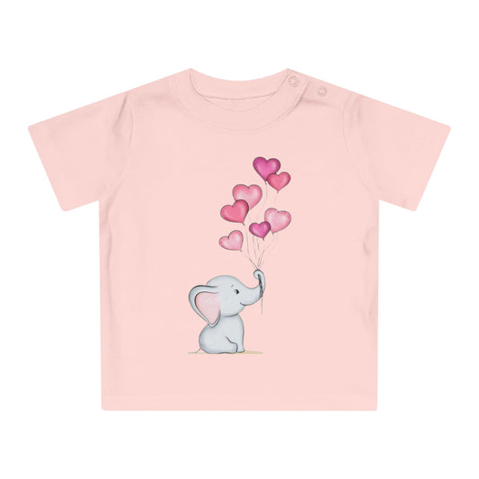 T-shirt bébé éléphant & cœurs – Coton doux | Design mignon & plein d’amour