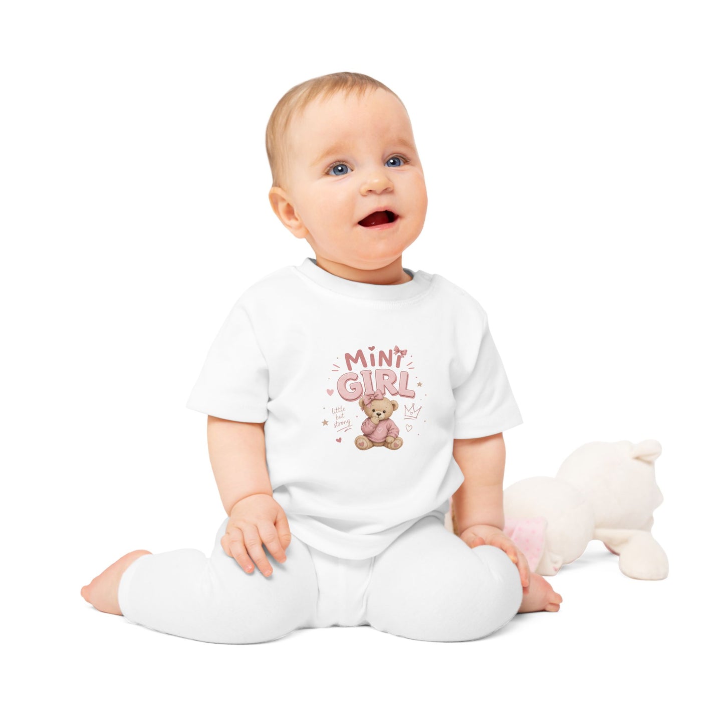 T-shirt bébé fille MINI GIRL – Ours mignon | Idée cadeau naissance
