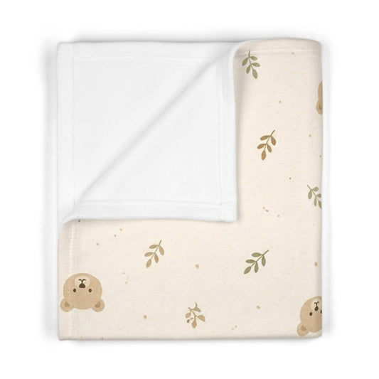Couverture bébé – Tout doux (design mixte ours & nature)