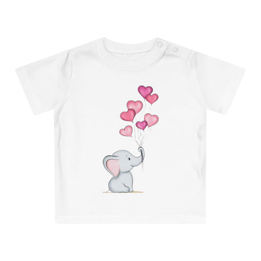 T-shirt bébé éléphant & cœurs – Coton doux | Design mignon & plein d’amour