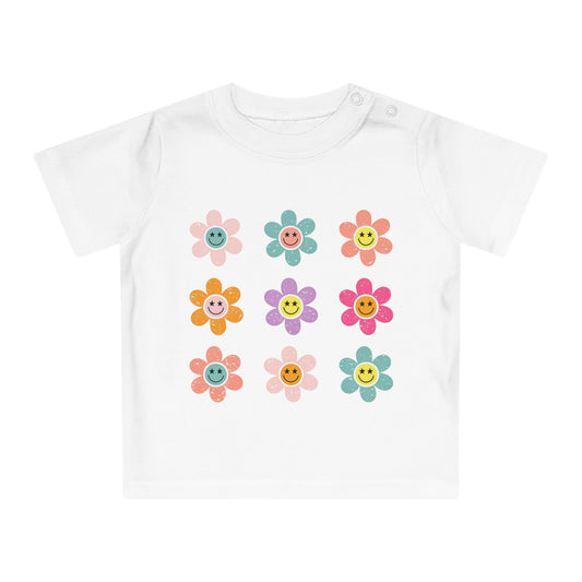 T-shirt bébé fleurs colorées – Coton doux | Look joyeux & adorable