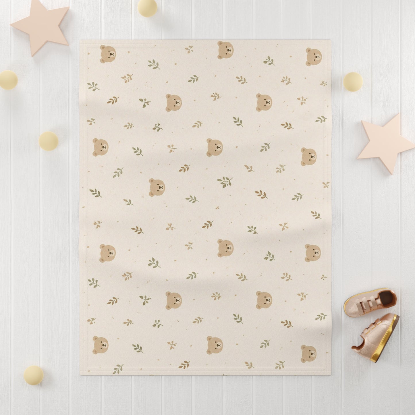 Couverture bébé – Tout doux (design mixte ours & nature)