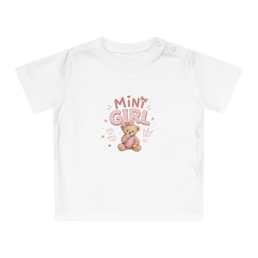 T-shirt bébé fille MINI GIRL – Ours mignon | Idée cadeau naissance