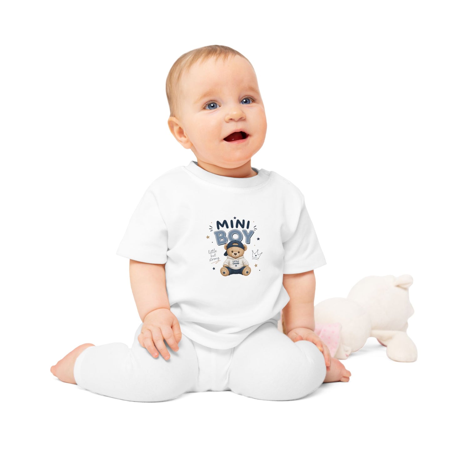 T-shirt bébé garçon MINI BOY – Ours mignon | Idée cadeau naissance