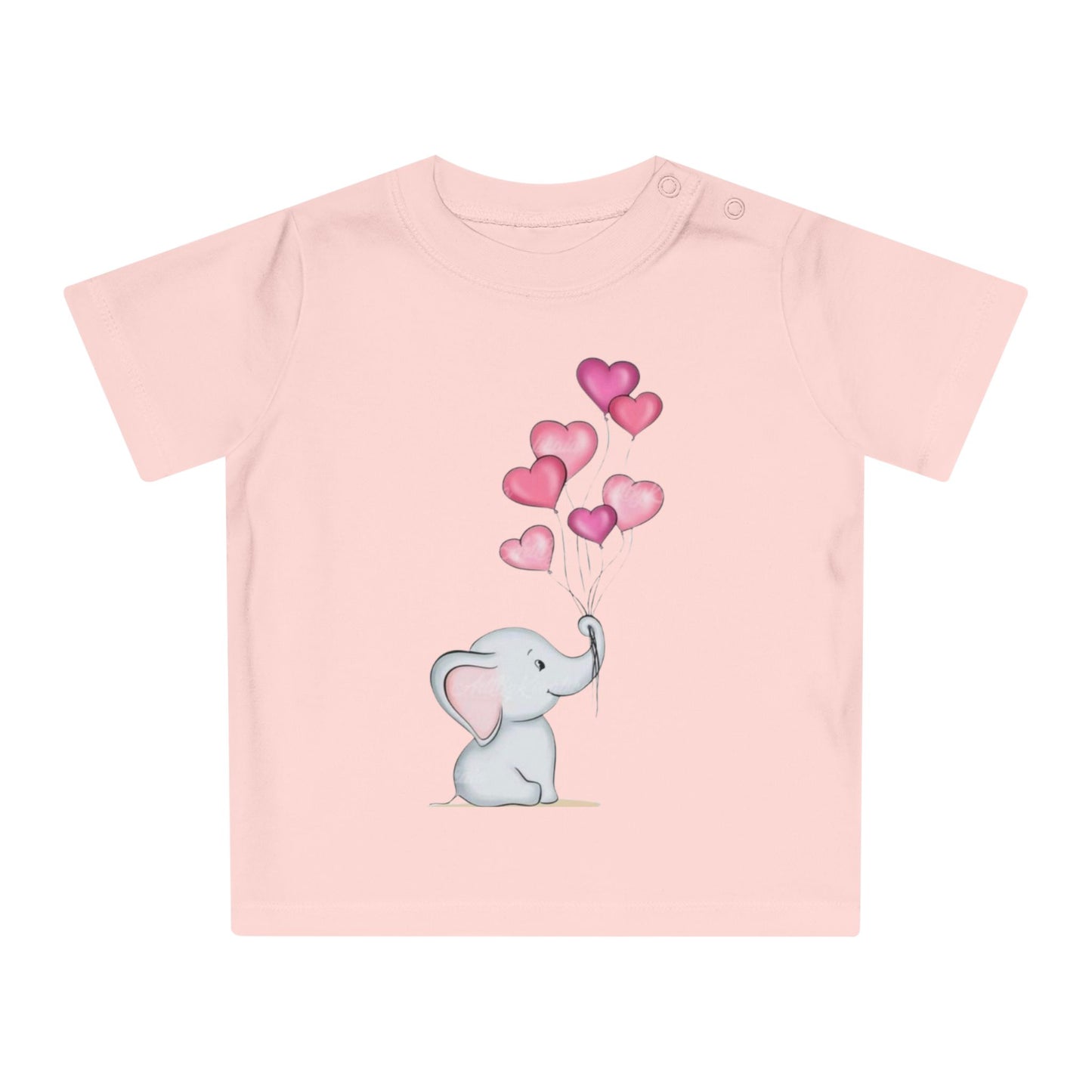 T-shirt bébé éléphant & cœurs – Coton doux | Design mignon & plein d’amour